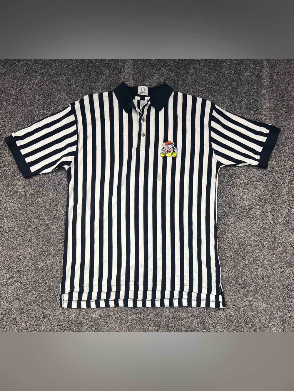 Vintage Chuck E. Cheese Polo Size Medium Referee 1990s Employee Game Room Shirt